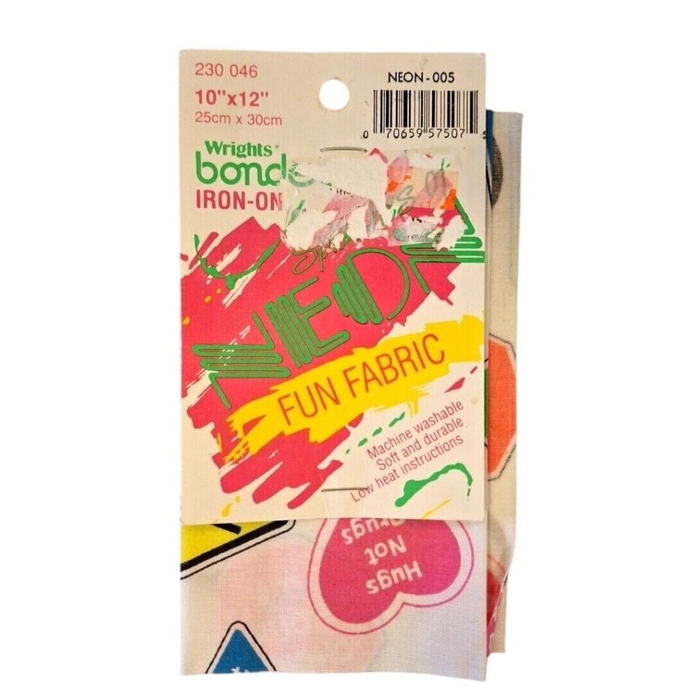 90s Neon Say No To Drugs Iron-On Fun Fabric 10x12 Wrights Bondex Vintage